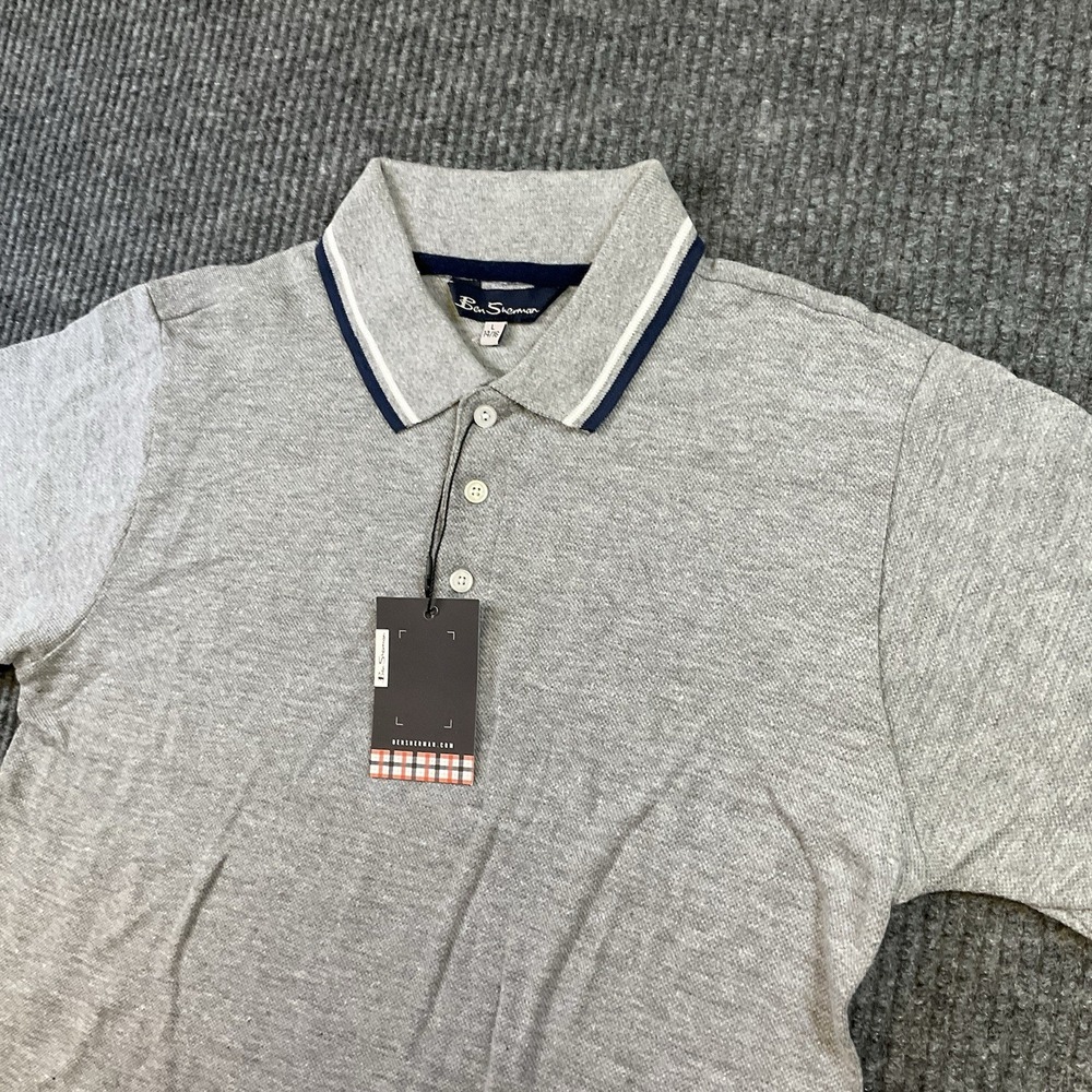 Ben Sherman Youth L (14-16) Gray Short Sleeve Polo Shirt NWT‎